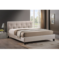 Baxton Studio BBT6140A2-Full-Light Beige 6086-1 Annette Light Beige Linen Modern Bed with Upholstered Headboard - Full Size